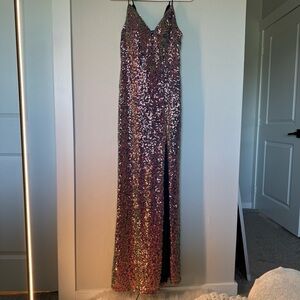 Multicolor Sequin V-Neck Dress